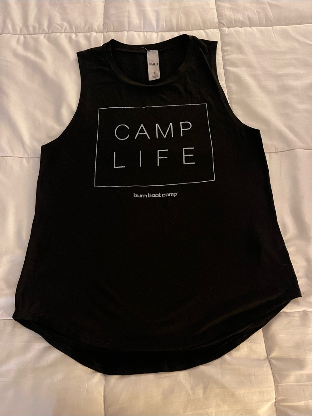Burn Boot Camp- Camp Life Black Muscle Tank - Burn Boot Camp Logo